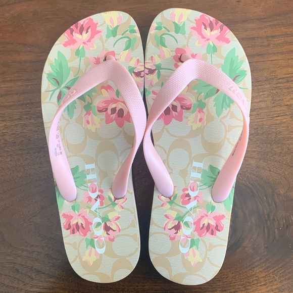 Coach floral pink flip flops - Picture 1 of 3